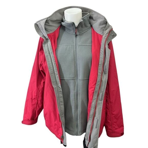 L.L Bean Men’s Red Zip Nylon Winter Hooded Jacket with Gray Fleece size small - Picture 6 of 14
